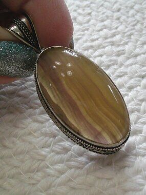 Gorgeous FLOURITE Handmade Sterling 925 Pendant/Chain #844E